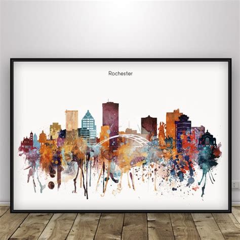 Rochester Skyline Art Print Rochester Poster Rochester Etsy