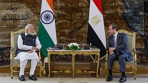 PM Modi Egyptian President Discuss Trade Defence Security In Cairo