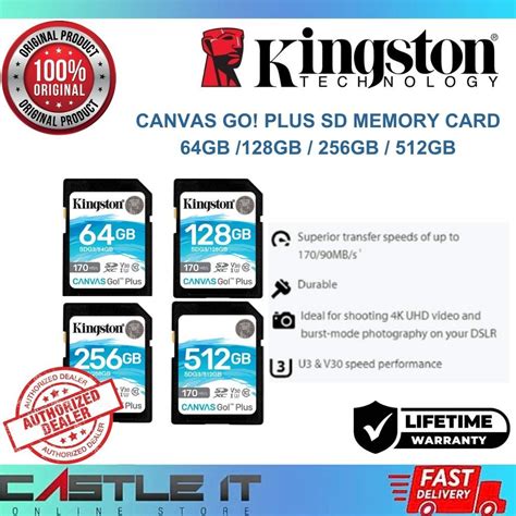 Kingston Canvas Go Plus SD Memory Card 64GB 128GB 256GB 512GB SDG3