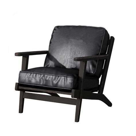 Wetiny Black Solid Wood Faux Leather Arm Chair Set Of 1 W728011235707