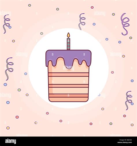 Sweet Birthday Cake With Candle Vector Illustration Design Stock Vector