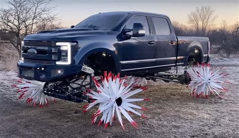 Youtubers Ford F 350 With Death Spike Wheels Is No Typical Brodozer