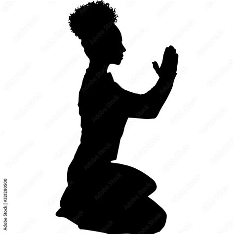 Afro Black Woman Praying Silhouette