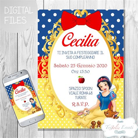 Invito DIGITALE Festa Di Compleanno A Tema BIANCANEVE E I 7 Etsy