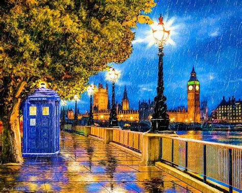 Tardis In The Rain London Art Print London Art Print London Poster