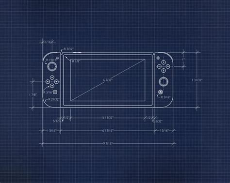 Nintendo Switch Handheld Blueprint Video Game Decor