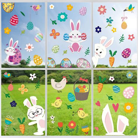 Amazon 8 Sheets Easter Window Clings Easter Window Stickers