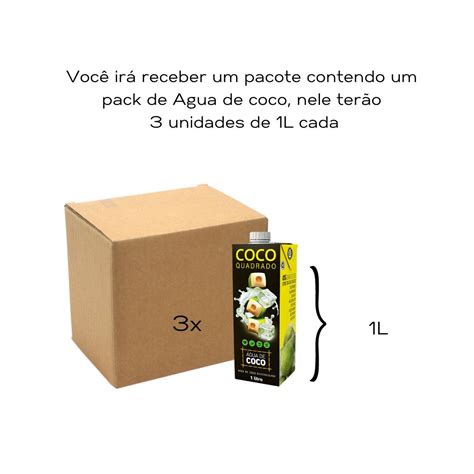 Água de Coco Coco Quadrado 1 Litro Tradicional Caixa 3 unidades