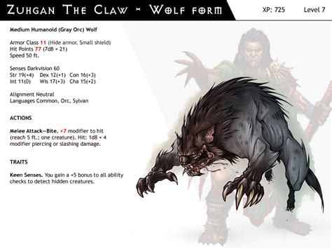 Dnd Next Npc Cards Zuhgan Wolf Form By Dizman On Deviantart