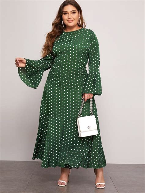 Plus Polka Dot Ruffle Hem Longline Dress Shein Usa Plus Size