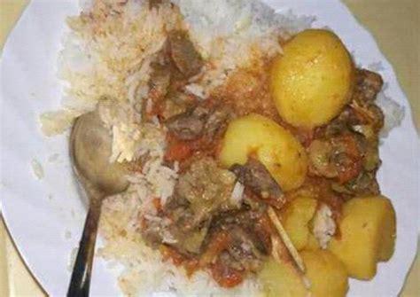 Boiled Rice, Beef stew with Potatoes Recipe by akumudella@yahoo.com ...