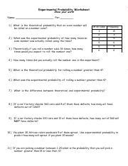 Experimental Probability Packet Pdf Experimental Probability