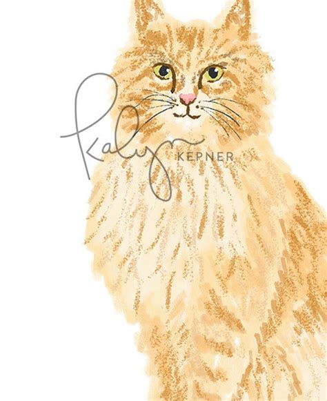 Orange Cat Art Print Cat Illustration Pet Portrait Cat | Etsy