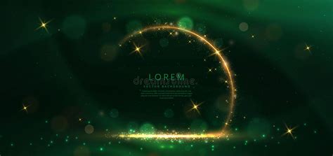 Abstract Elegant Dark Green Background With Golden Glowing Effect