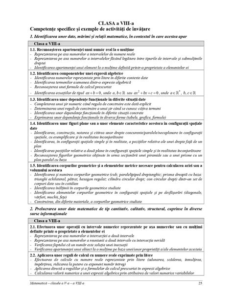 Programa Scolara Matematica Clasa A A Lectii Matematica