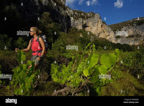 Hiking In The Canyon Vallon Pont Darc Ardeche Rhone Alps France