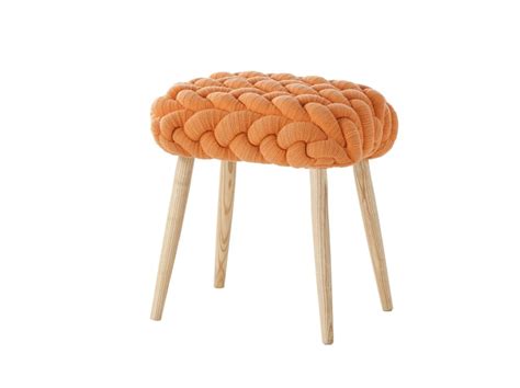 Upholstered Wool Stool Orange Knitted Stool By Gan Design Claire Anne O
