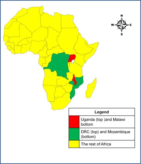 The Map Of Africa Showing The Location Of Uganda And Malawi And The