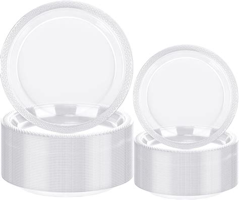 Amazon 100 Pcs 7 5 Inch Clear Plastic Plates Disposable Plates