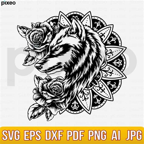 Wolf Svg, Wolf Mandala Svg, Wolf Clipart, Mandala Svg, Wolf - Inspire Uplift