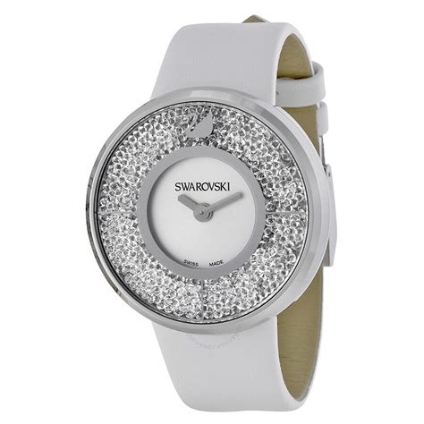 Swarovski Crystalline White Dial Calfskin Leather Strap Quartz Ladies