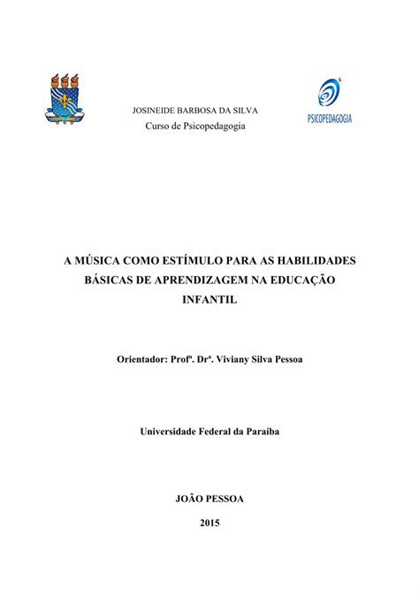 PDF A MÚSICA COMO ESTÍMULO PARA AS HABILIDADES BÁSICAS DE