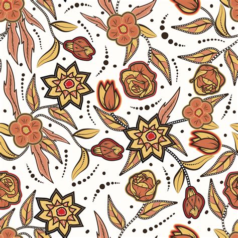 Seamless Pattern Floral Style Traditional Batik Pattern For Fabric