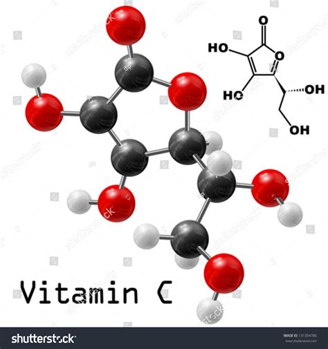 Structural Model Of Vitamin C Molecule Stock Vector Illustration 131354786 Shutterstock