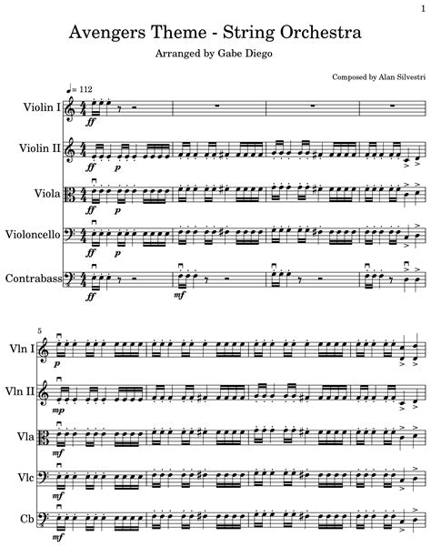 Avengers Theme String Orchestra Sheet Music For Violin Viola