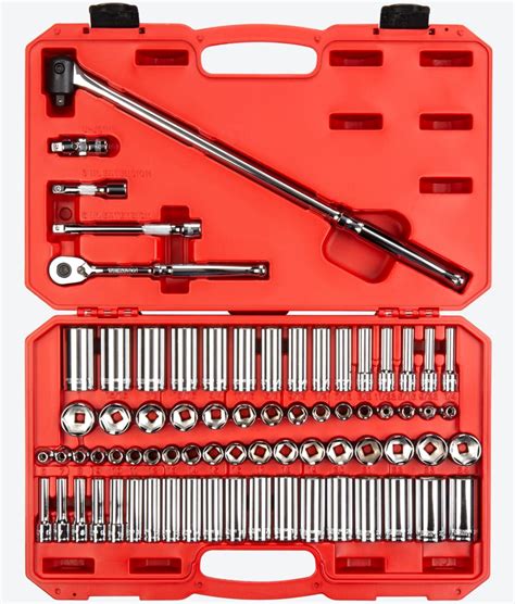 1 4 3 8 1 2 Inch Drive 6 Point Socket And Ratchet Set 213 Piece