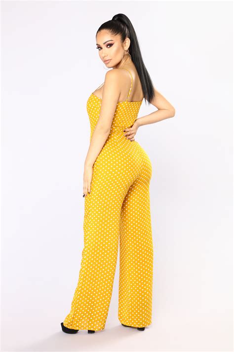 Far Out Polka Dot Jumpsuit Mustard Jumpsuit Polka Dot Jumpsuit