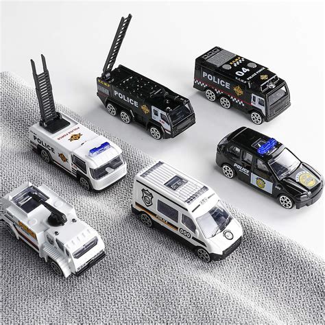 XDDIAS Alloy Police Cars Toys Set, 6Pcs Mini Die Cast Police Car Models ...