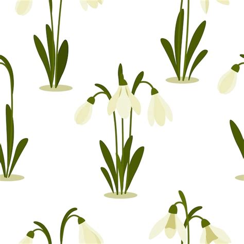 Premium Vector Seamless Pattern Snowdrops Flower