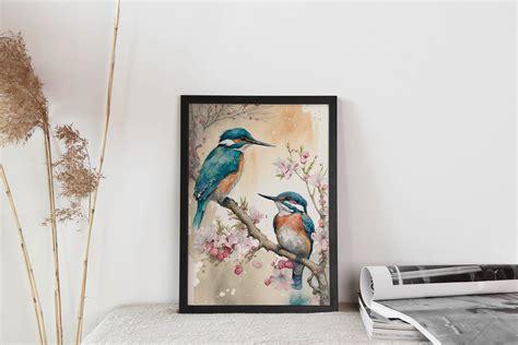 Kingfisher Watercolor Painting Kingfisher Painting Poster Kingfisher