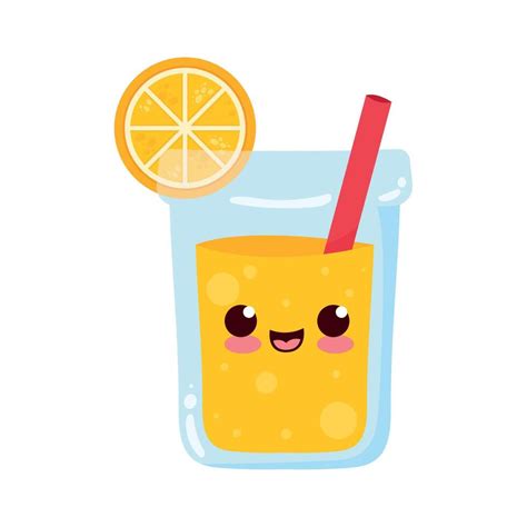 Jugo De Naranja Estilo Kawaii 11439367 Vector En Vecteezy