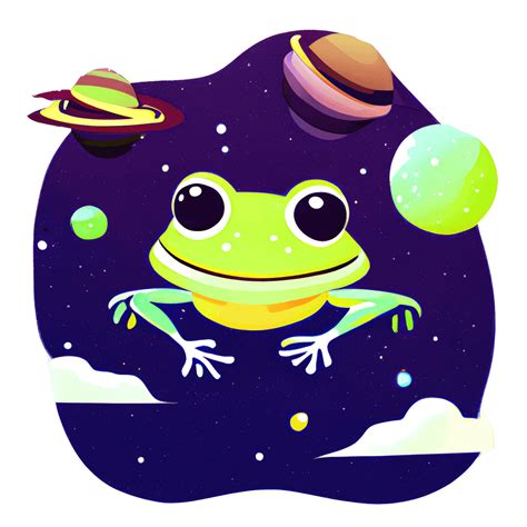 Frog Floating in Space Graphic · Creative Fabrica