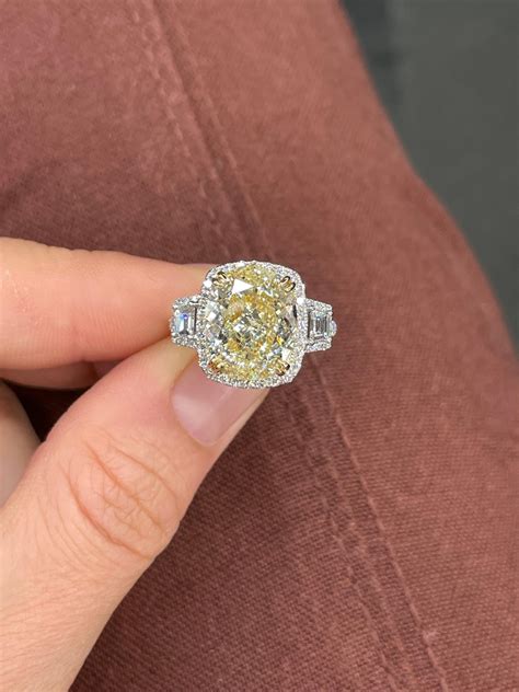 GIA Certified Oval Cut Fancy Light Yellow Diamond Engagement Ring 7 16