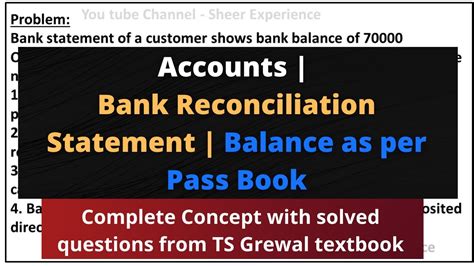 Bank Reconciliation Statement Brs Balance As Per Pass Book Class11 Accounts 2020 2021