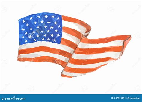 Watercolor American Flag Stock Vector Illustration Of Artistic 74790189