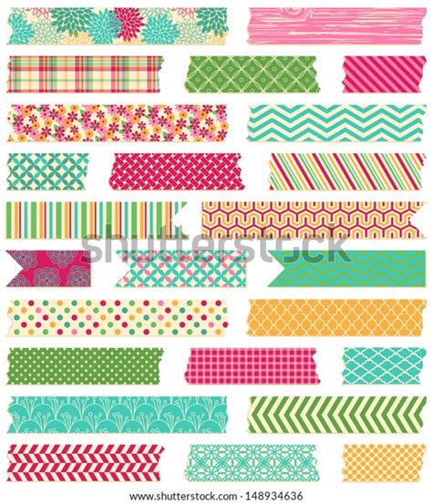 Vector Collection Cute Patterned Washi Tape Stock Vector Royalty Free