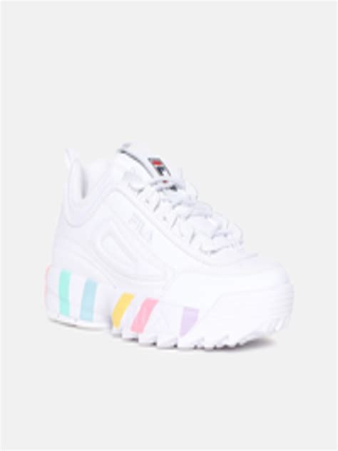 Buy Fila Women White And Pink Striped Sneakers Casual Shoes For Women
