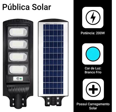 Lumin Ria Led Para Poste Energia Painel Solar Ilumina O P Blica P