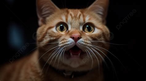 Red Cat With Big Mouth On Dark Background Cat American Shorthair Red