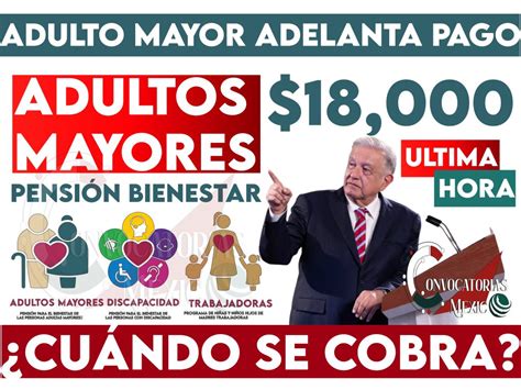 Adulto Mayor Cuándo recibes el pago de 18 00 pesos Pensión