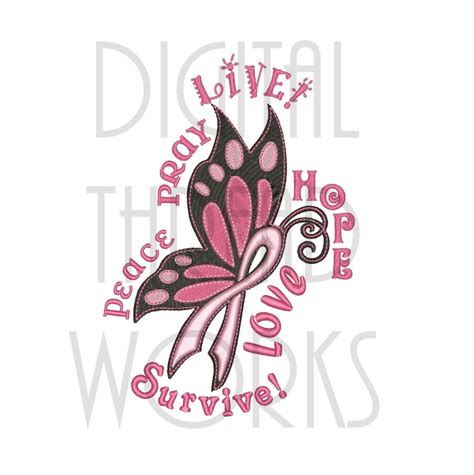 Breast Cancer Awareness Butterfly Machine Embroidery Design Etsy