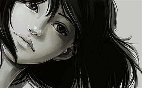 Girl face monochrome art wallpaper | 2880x1800 | #10558