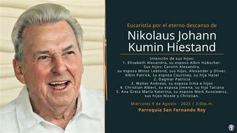 Eucarist A Por El Eterno Descanso De Nikolaus Johann Kumin Hiestand