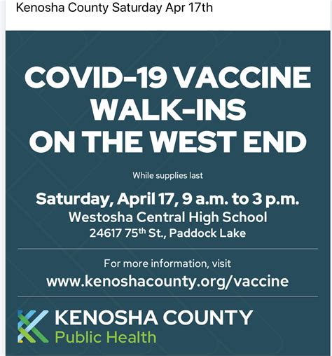 Kenosha County Vaccine Walk Ins Available April 17th : r/Kenosha