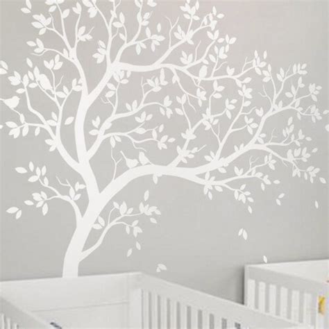 White Tree Decal Large Nursery Tree Decals With Birds Unisex Etsy