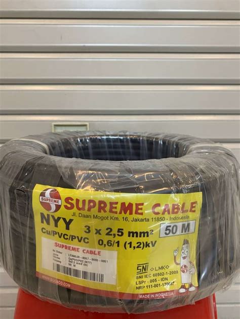 Promo Supreme Kabel Tunggal Kawat NYY 3x2 5mm Isi 50meter Roll Diskon